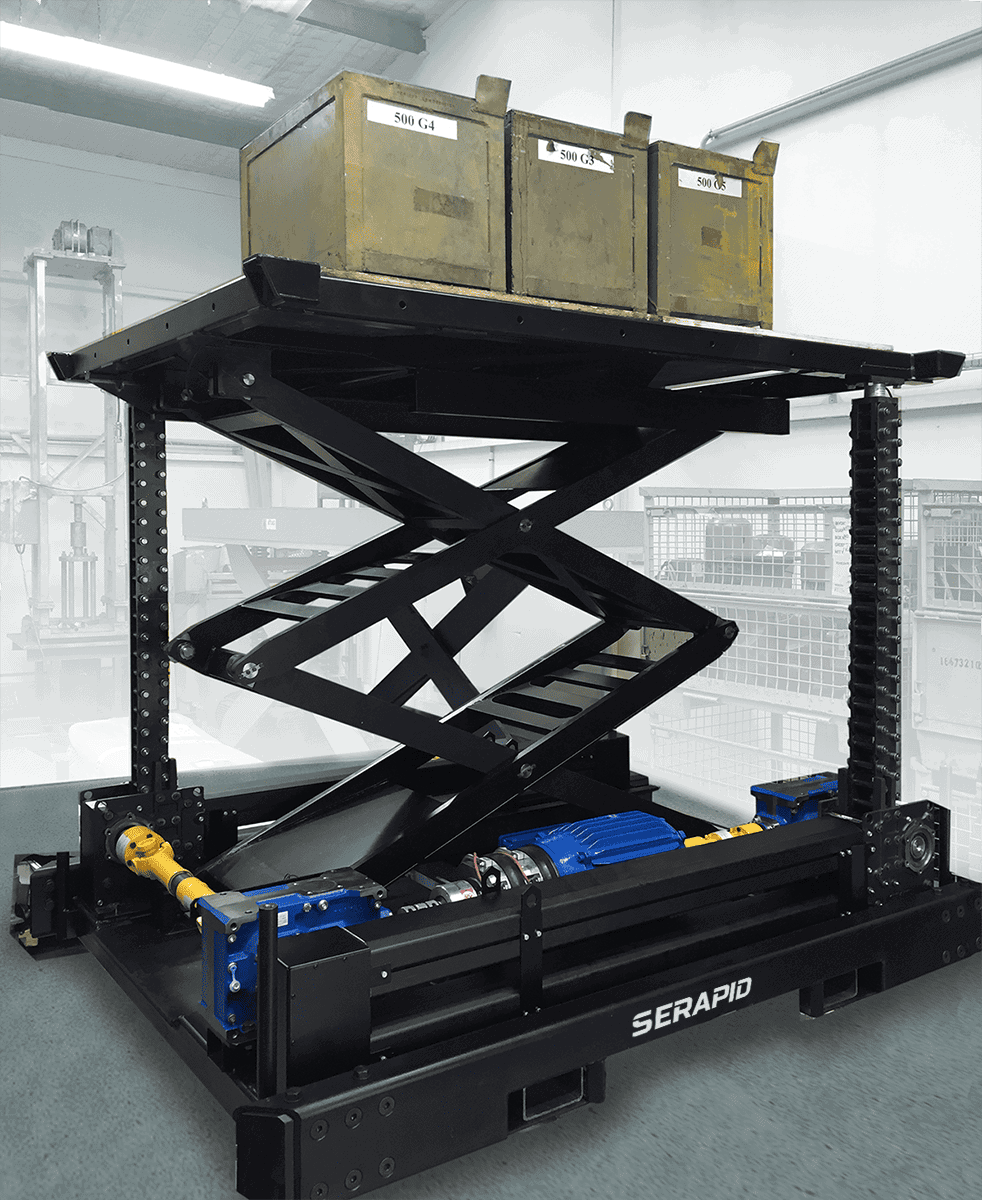 SERAPID employs scissor, wallet, and lambda mechanisms along with guides to create unmatched stability and reliability in lifting platforms.